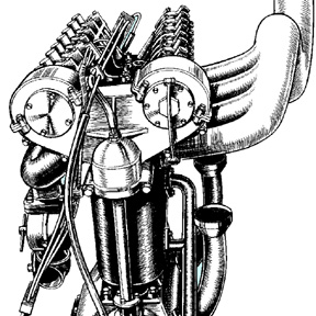 燃焼室形状とバルブレイアウトの話　[ 8 ] – 60年前と100年前のＤＯＨＣ４バルブ